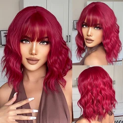 GEMMA Red Brown Copper Ginger Long Synthetic Wig with Bangs - Heat Resistant Natural Wave Cosplay Hair (LC052 - 1)