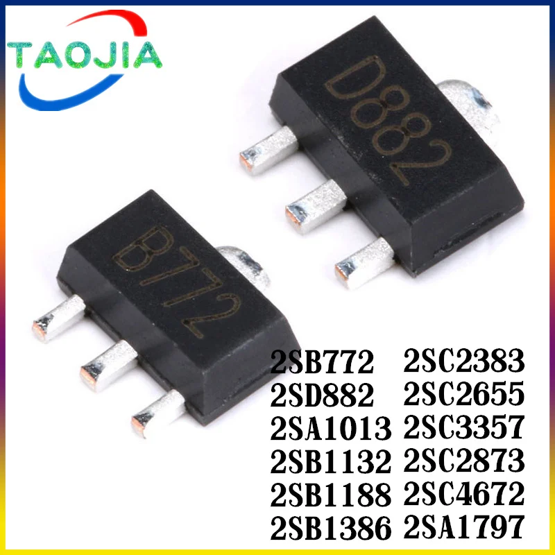 20PCS 2SB772 B772 SOT-89 2SD882 D882 2SA1013 2SB1132 2SB1188 2SB1386 ...