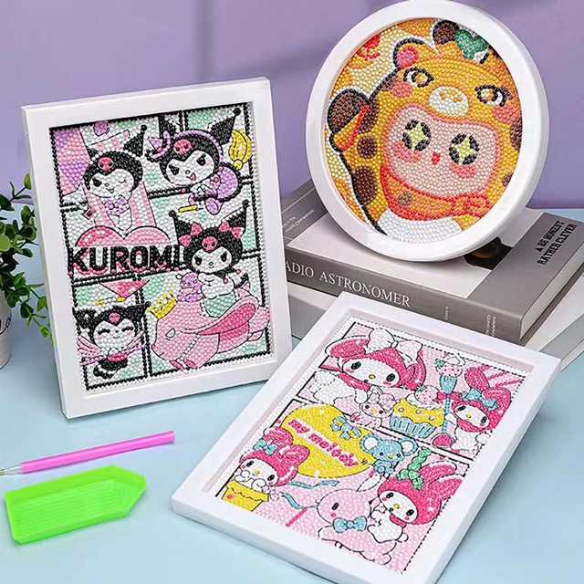 Sanrio diamant peinture Hello Kitty dessin animé plein diamant mosaïque 5D bricolage point de croix Kits diamant Art décor à la maison avec cadre 2