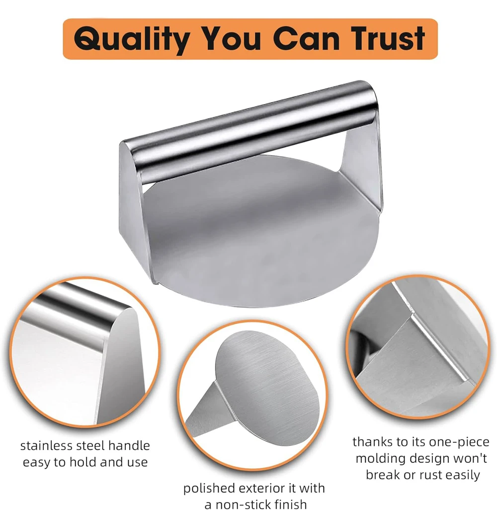 430 Stainless Steel Hamburger Meat Press Non-Stick Meat Burger Press Circular Square Burger Kitchen Tool meat cake press mold