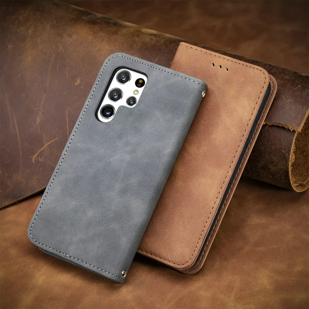 Nuovo Stile Per Samsung S23 Ultra S 23 5G Premium Case Leather 360 Protect Smooth Wallet Skin Book Funda Samsung Galaxy S23 Plus F