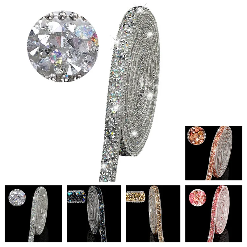 Resin Rhinestone Ribbon 1/2/3 Yards Self Adhesive Diamond Crystal Roll Glitter Belt DIY Art Craft