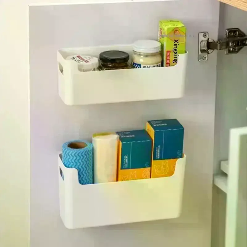 Non Perforated Cling Film Rack Inside Cabinet Wall Shelf Shelves Spice Rack Cabinet Door Organizer For Kitchen