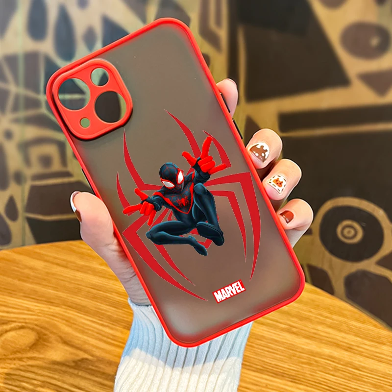 cute iphone 11 cases Marvel Red SpiderMan Hero For Apple iPhone 13 12 11 Pro Max Mini XS Max X XR 6 7 8 Plus Frosted Translucent Phone Case iphone xr case with card holder