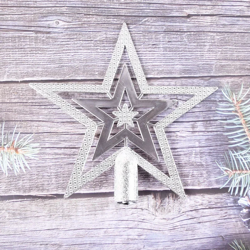 Description Picture 5 of item1pc Gold Silver Red Star Christmas Tree Top Star 3D Five-point Star Christmas Home Table Topper Xmas Decoration Merry Christmas