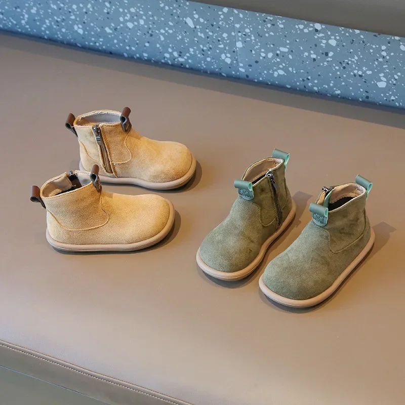 Children Boots Children Boots Autumn Winter Kids Warm Fur Shoes Vintage Style Toddler Boys Girls Soft PU Leather Ankle Boots