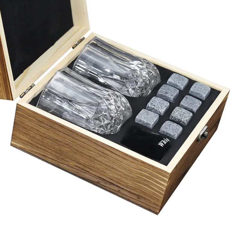 Whiskey Stone Box Fathers Day Gift Chilling Beer Tools Reusable Granite Ice Cube Sets Glasses Cup Kit Barware and Homemade Items