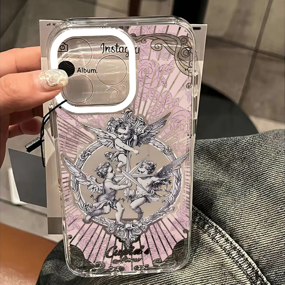 Retro Cupid Angel Clear TPU Phone Case - Vintage-Inspired Design and Durable Protection