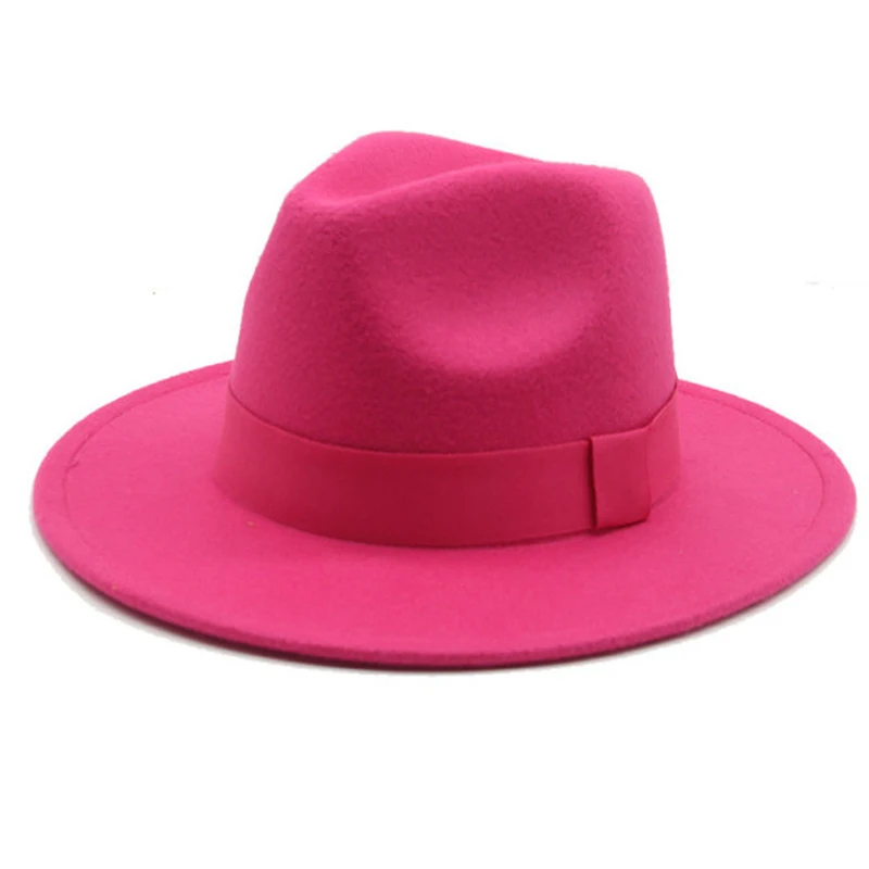 Autumn Winter Men Women Formal Fedora Classic Beige Cap Gentlemen Woolen Jazz Wedding Church Bowler Felt Large Eaves Hat wool hat,fedora hat,fashion hat