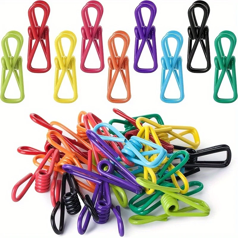 20Pcs 다목적 PVC 코팅 강철 클립 스낵 빵 주방 보관을위한 내구성있는 식품 가방 씰링 클립 무작위 색상