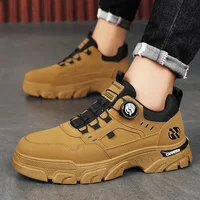 Low-top Mens Casual Shoes Quality Men Boots Rotating Button Men Leather Casual Shoes Trend Work Footwear 2024 New Erkek Ayakkabı 1