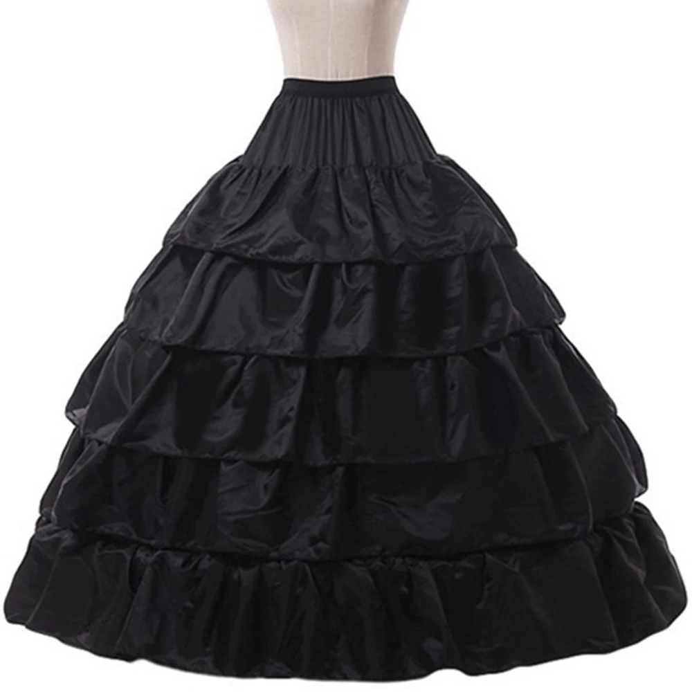 

Wedding Accessories Petticoat Prom Long Party Ball Gown Crinoline Underskirt 4 Hoops Skirt White Black