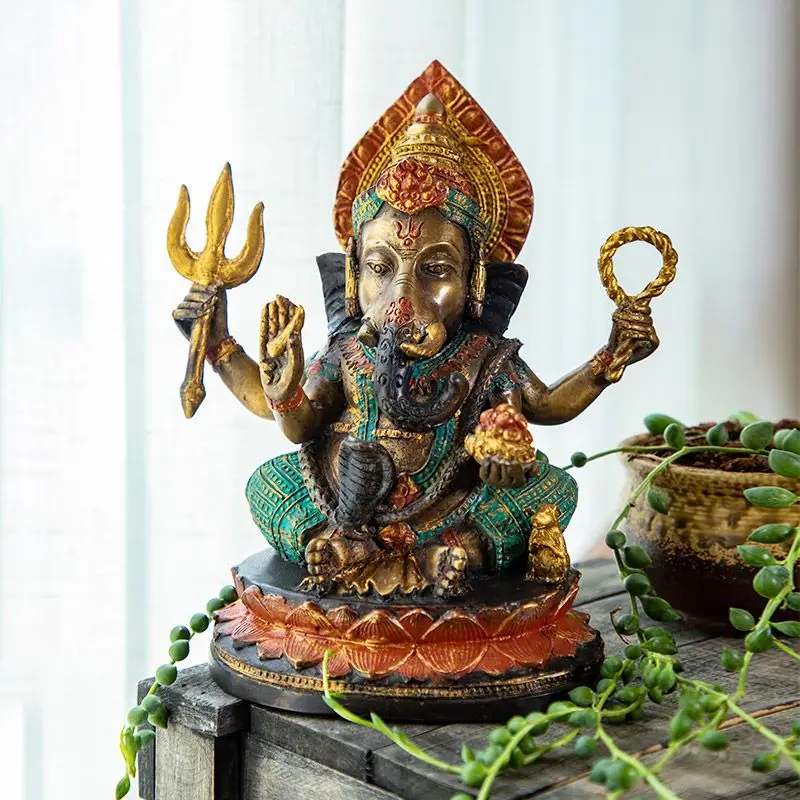 

Pure Copper Elephant God Decoration, Indian Elephant Trunk, God of Wealth Buddha, Creative Home Living Room, Club Table Decorati