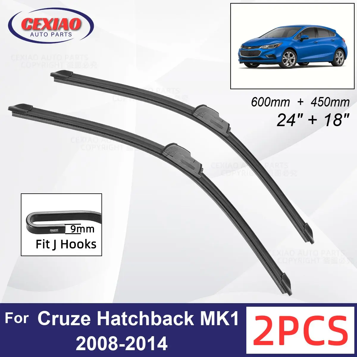 

Автомобильный стеклоочиститель для Chevrolet Cruze Hatchback MK1 2008-2014, передние стеклоочистители, мягкие резиновые стеклоочистители для лобового стекла автомобиля 24 дюйма + 18 дюймов