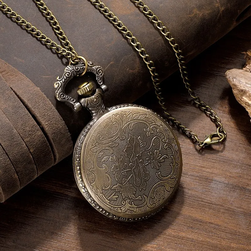 Pocket Watch Exquisite Famous Anime Yellow Hat Hollow Carved Quartz Pocket Watch Necklace Pendant Gifts Women Man Fob Chain