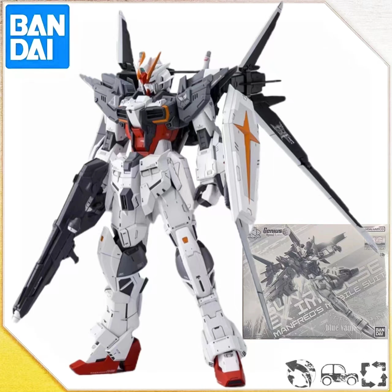 

Bandai MG 1/100 EX IMPULSE GUNDAM Maneuver Striker RAIJIN STRIKER Model Kit Anime Action Fighter Assembly Toy Children Gift For