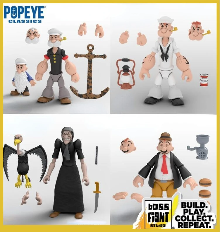 

Original Bfs Popeye Figure The Sailor Man Popeye Father Wimpy Sea Hag Anime Action Figures Collection Figurine Model Doll Toys