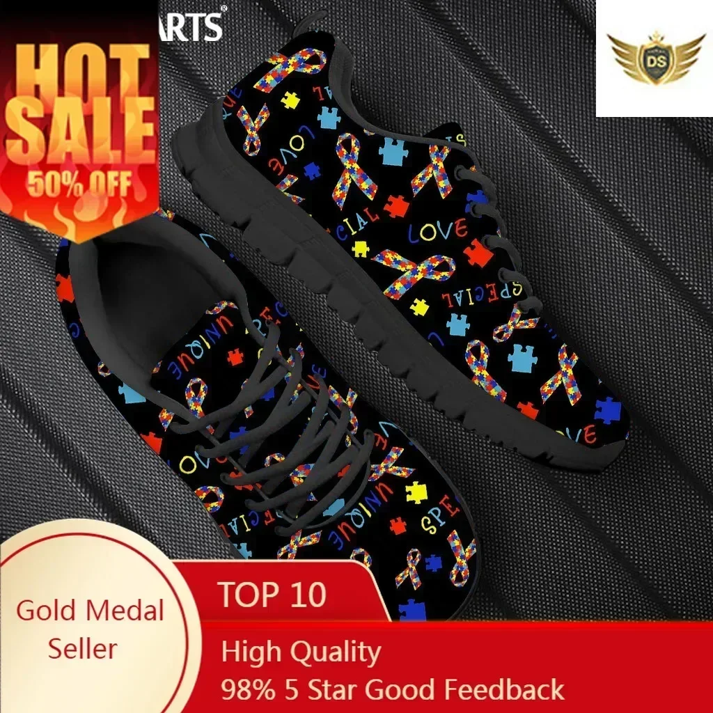 Woman Flats Shoes Autism Awareness Design For Girls Personalized Walking Shoes Female Wear-resistant Sport Sneakers