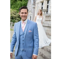2023 Tailor Made Men Wedding Suits Notched Lapel Two Buttons 3 Pieces Male Suits Groom Tuxedos Blazer+Vest+Pants Costume Homme