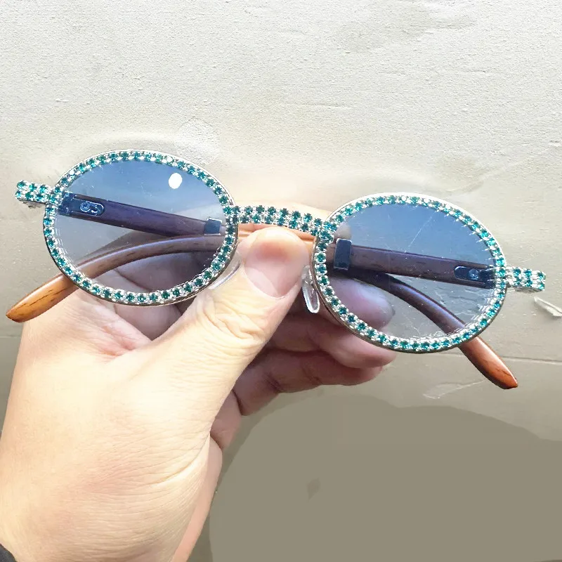 Diamant-Sonnenbrille mit ovalem Rahmen für Damen, hochwertige, glänzende, personalisierte Outdoor-Modebrille – Detail 16