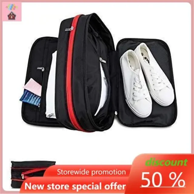 Travel Compression Packing Cubes With Shoe Bag Portable Folding Organizer  Luggage Compressible Pouch Travel Storage Clothes Shoe - AliExpress