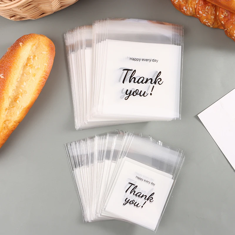 100Pcs Mini Thank You Plastic Gift Bags Wedding Candy Bags