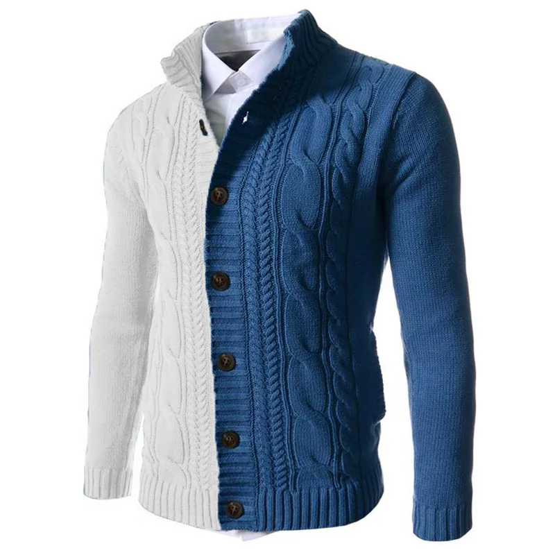 Men's Sweater Cardigan Autumn And Winter New Fashion Trend Color Design Casual Large Size Cardigan