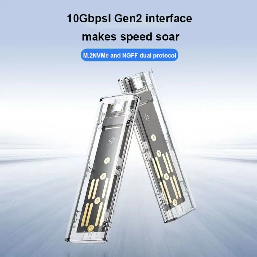 Laptop SSD Mobile Hard Drive Box Transparent M.2 SSD Box NVME PCIe M2 Hard Disk Case NGFF 10Gbps Clear Case Phone