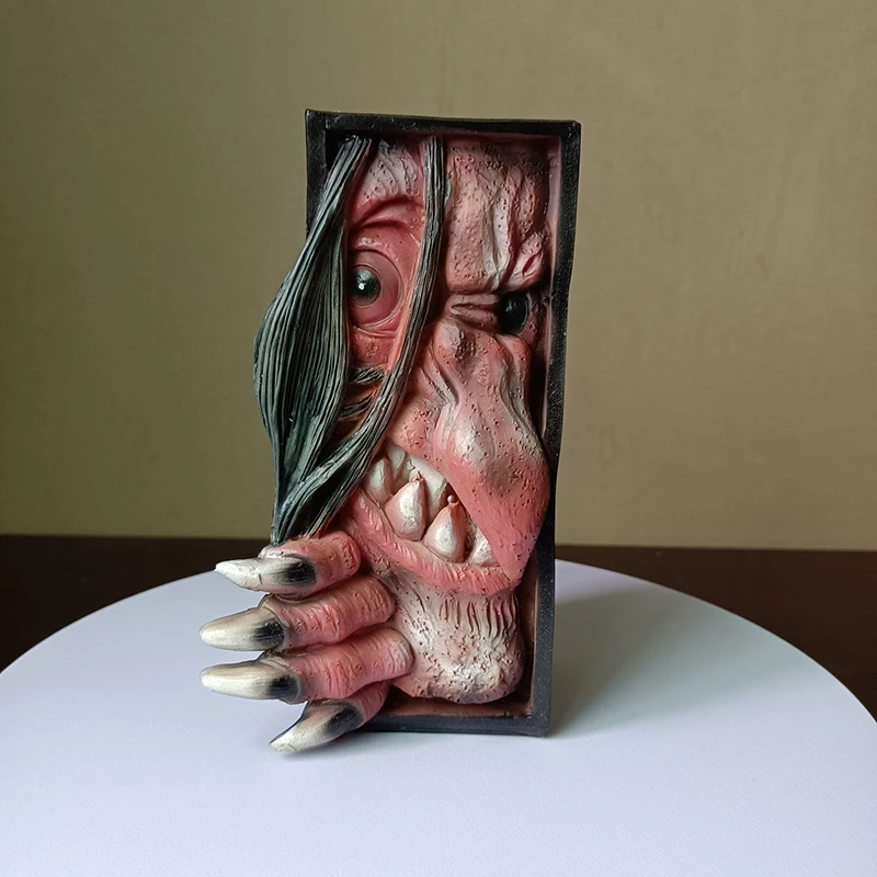Easter Scary Monster Face Frankenstein's Book Figurines Creative 3D Resin Bookshelf Decoration Horror Desktop Bookend Statue