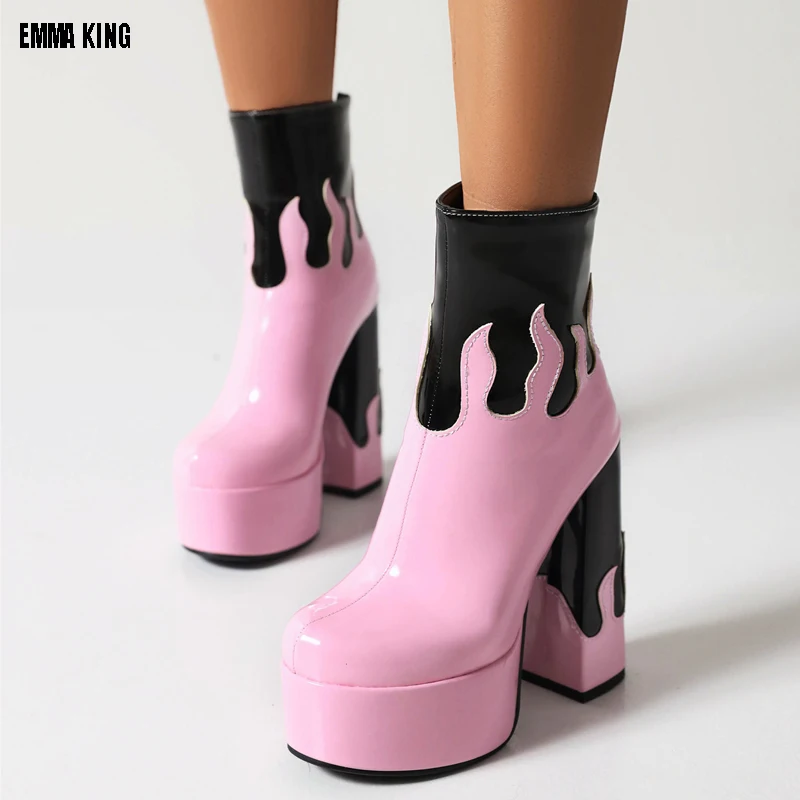 

Women Chunky Platform Knee High Boots Ladies Autumn Winter High Heels Pu Leather Long Boots Woman Fashion Motorcycle Botas