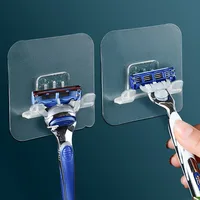1/6PCS Shaving Razor Holder Racks Punch Free Men Shaver Wall Hook Waterproof Self-Adhesive Hooks Bathroom Storage Organization 2