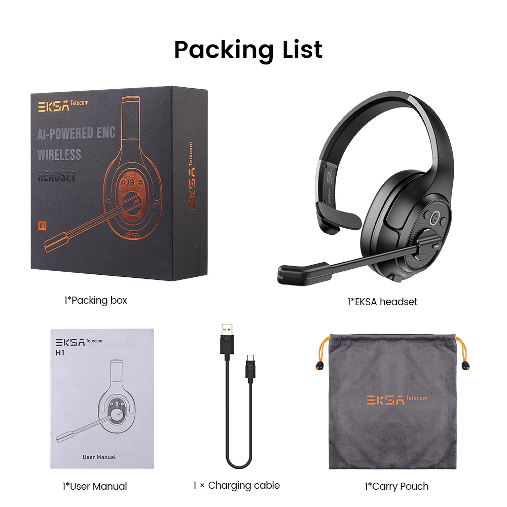 Headset, microfone ENC, 30h Playtime, Call Center