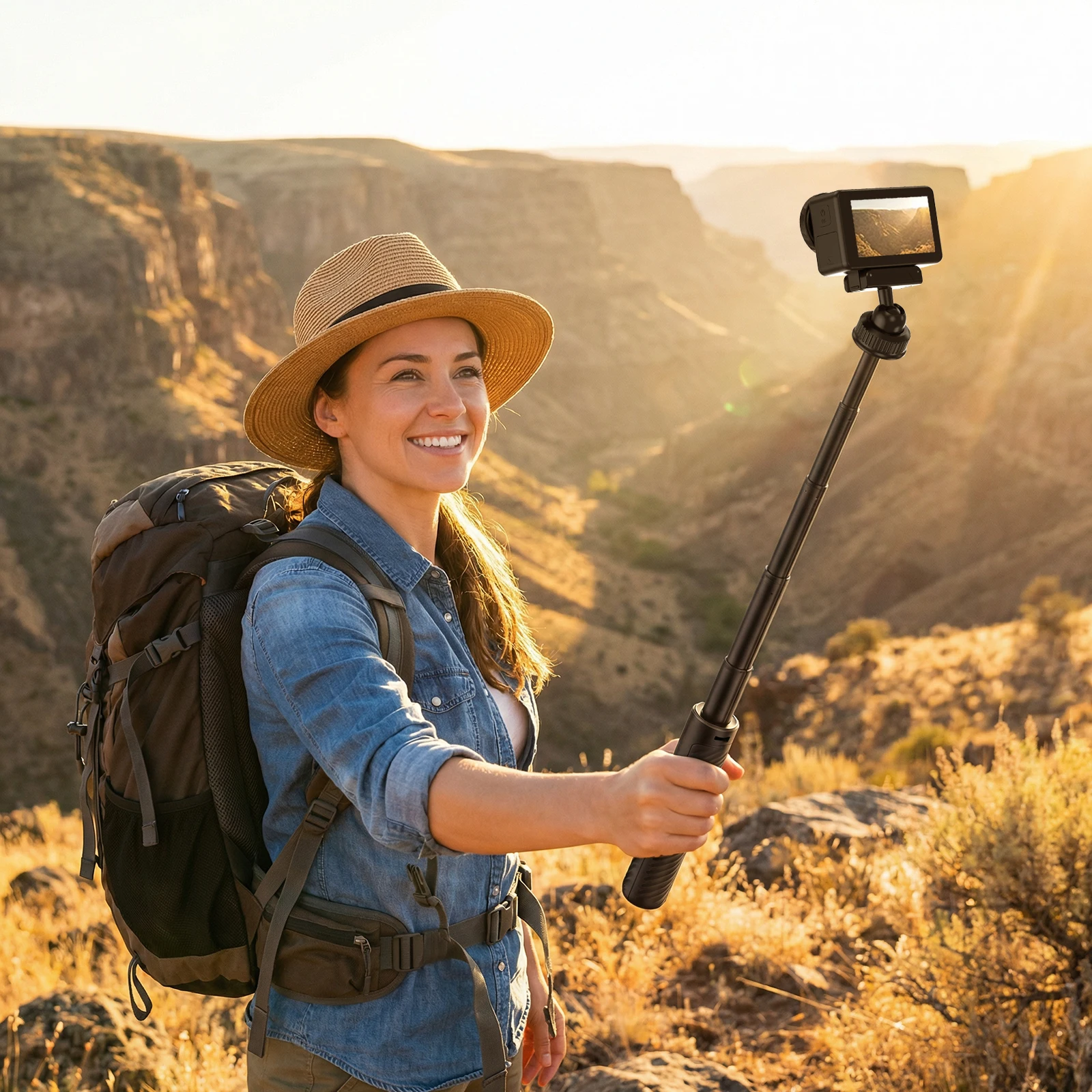 Adjustable Mini Tripod Stand and Selfie Stick, 20-67cm Length