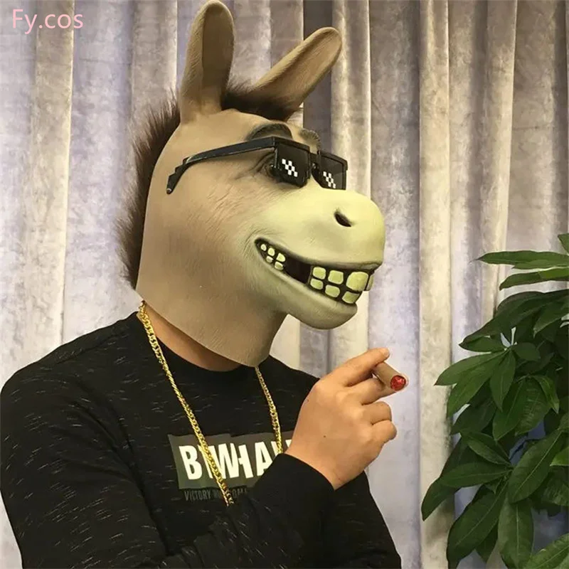 Donkey Mask Funny Novelty Special Use Latex Deluxe Full Head Hallowmas Masquerade Cosplay Party Props Animal Costume for Adults