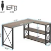 Reversible Industrial L-Shaped Desk with Storage Shelves 2