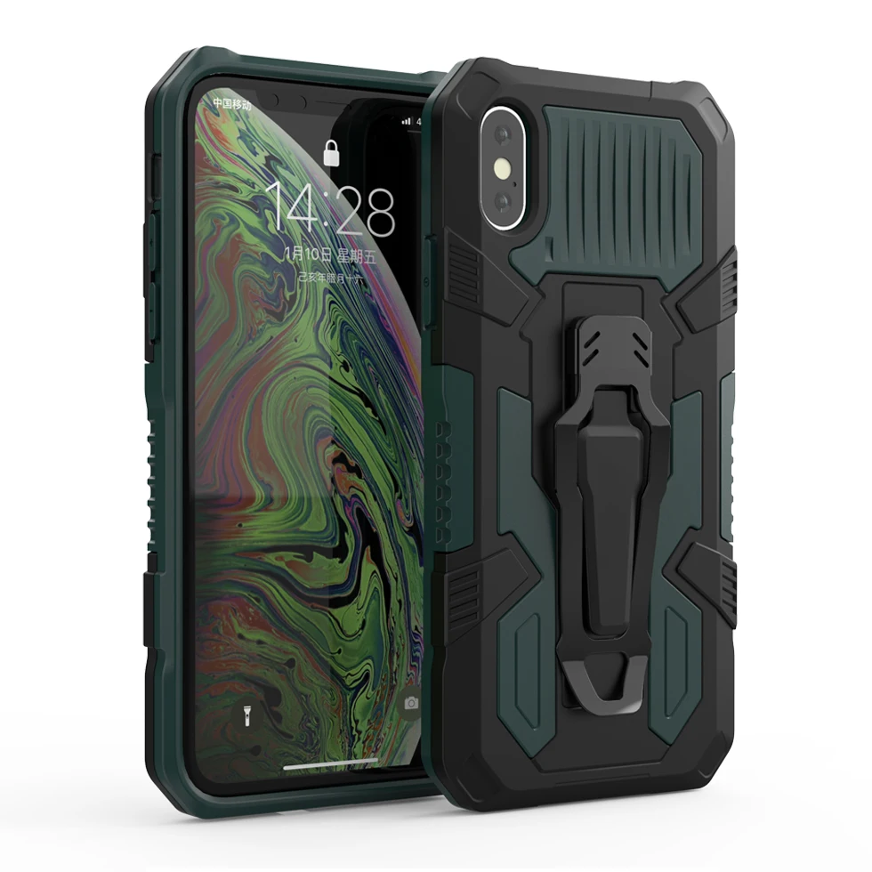 Enhanced Shockproof Magnetic Armor Case with Multi-Function Bracket and Back Clip