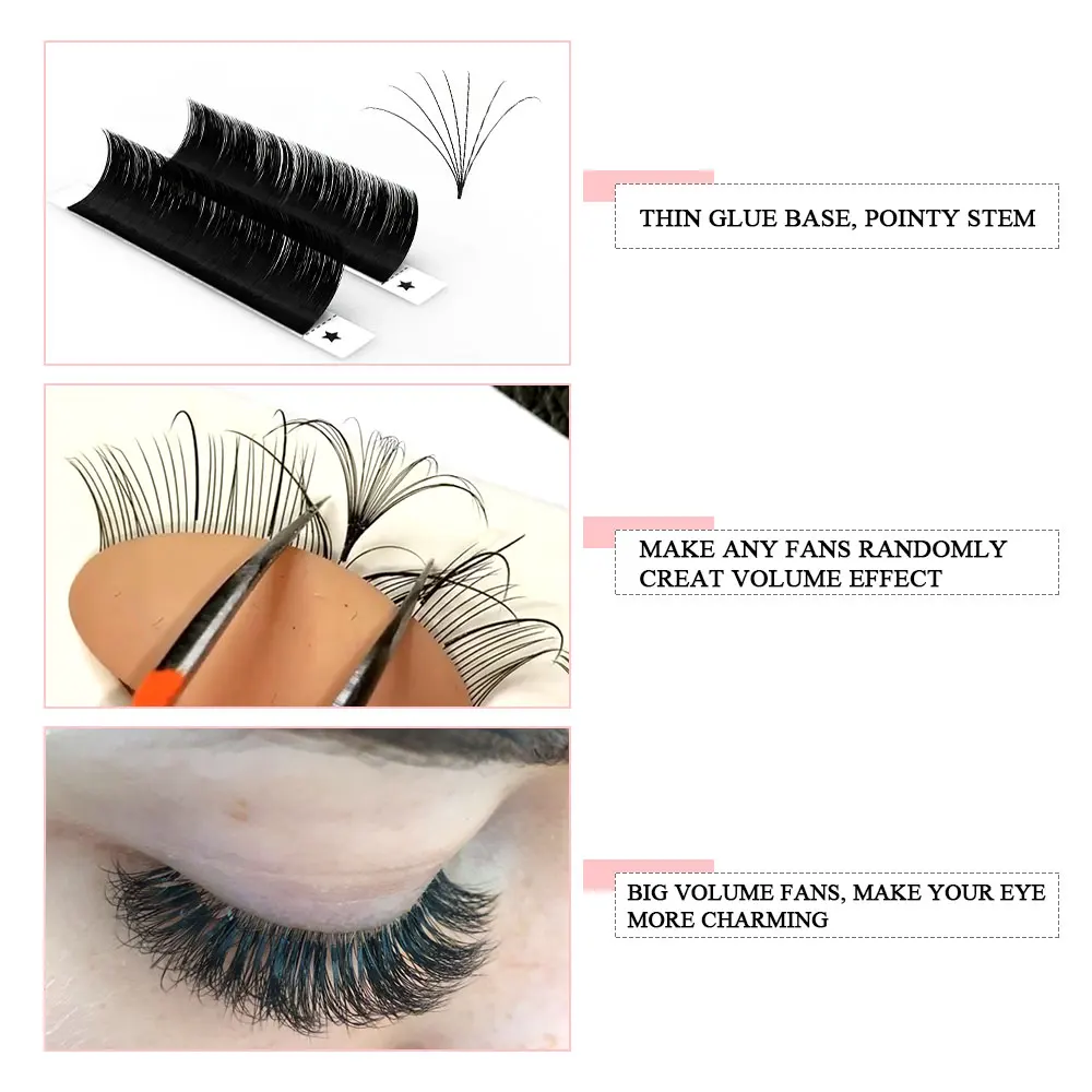 Abonnie Easy Fans Volume Lashes Extensions Auto Fans Eyelashes Extensions False Eyelashes Blooming Easy Fan Volume Cilios