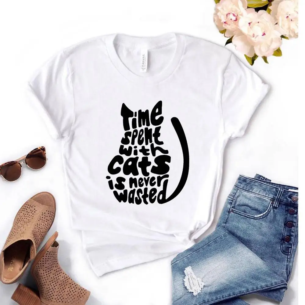 

Women T Shirt Letters Cat Print Tshirt Women Short Sleeve O Neck Loose T-shirt Ladies Summer Causal Tee Shirt