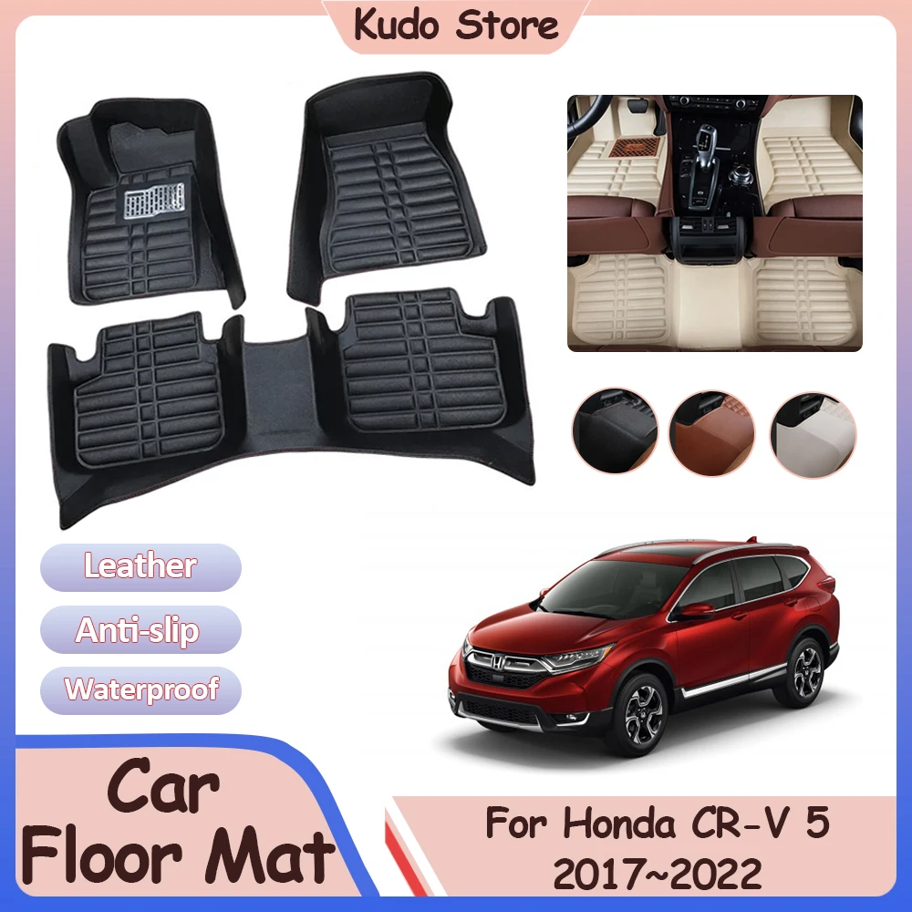 Car Floor Mat for Honda CR-V CRV 5 RW1 RT5 RY2 2017~2022 Foot Parts Custom Carpet Leather Liner Panel Covers Interior Accessorie