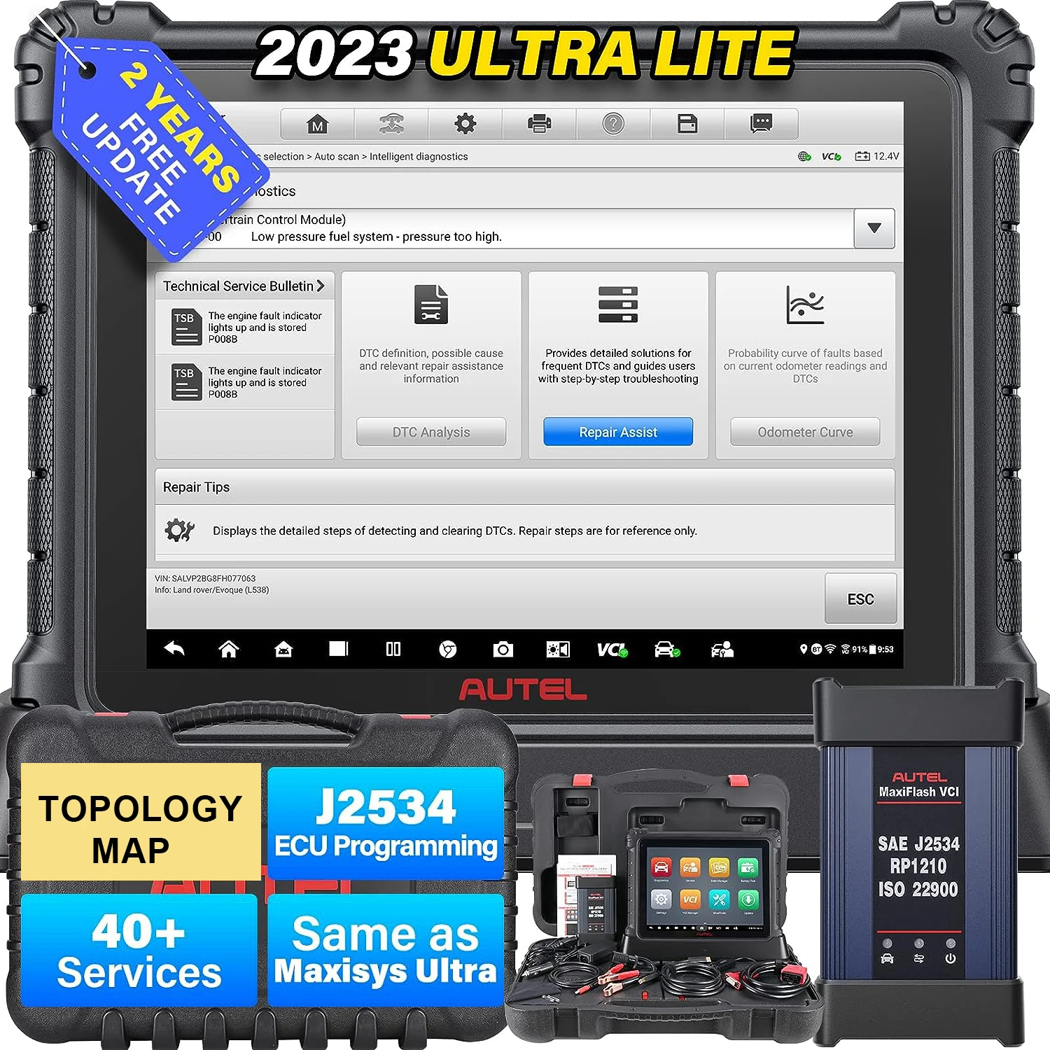 Autel Maxicom Ultra Lite Scanner Top Diagnostic Tool Scanner Obd 2 Anni Di Aggiornamento Programmazione Ecu Scanner Automobilistico Mappa Topologica