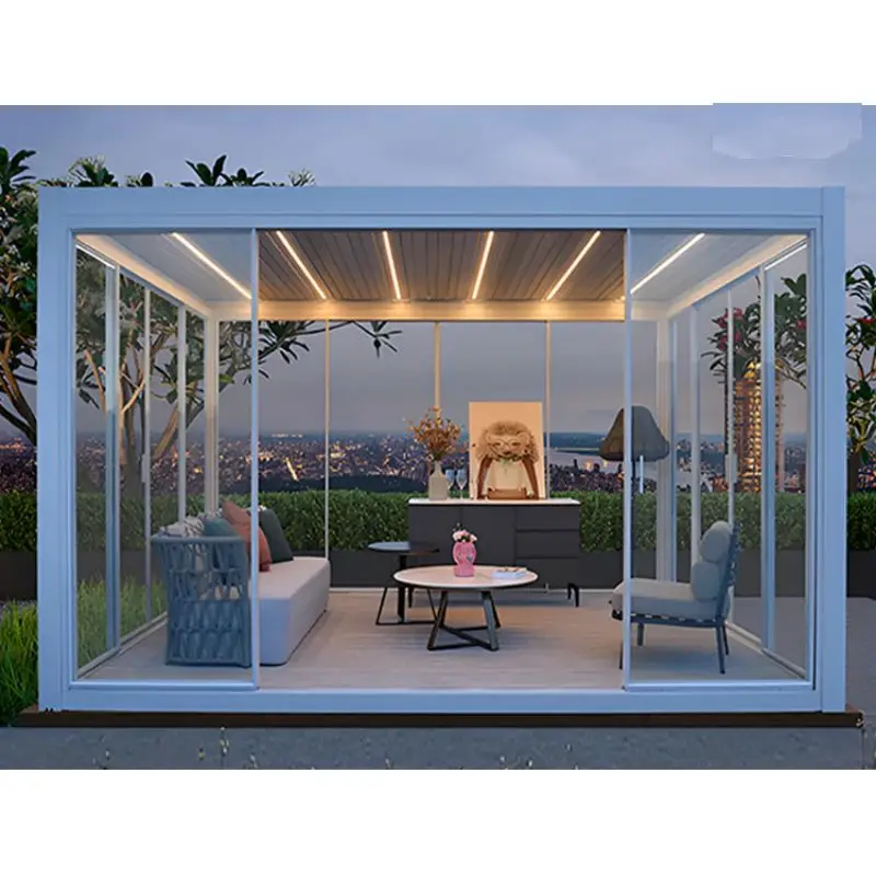Electric Gazebo Outdoor Garden Aluminum Pergola Patio Cover Roof Aluminum Bioclimatic Pergola Aluminum Outdoor Size Customized