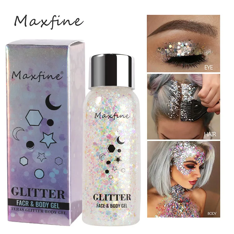 MAXFINE 9-color liquid eye shadow big sequin gel glitter mermaid nightclub makeup body sequin 2