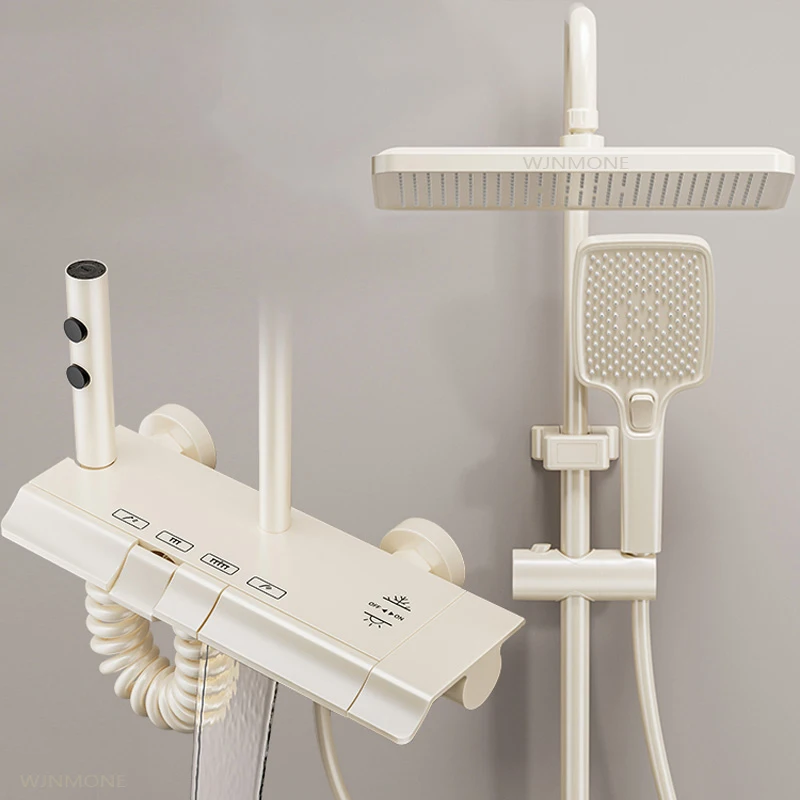 นมสีขาวน้ําตกระบบสําหรับห้องน้ําโมเดิร์นBath Crane Mixer Tapก๊อกน้ําอาบน้ําประหยัดน้ําฝนอ่างอาบน้ําชุดฝักบัว 1