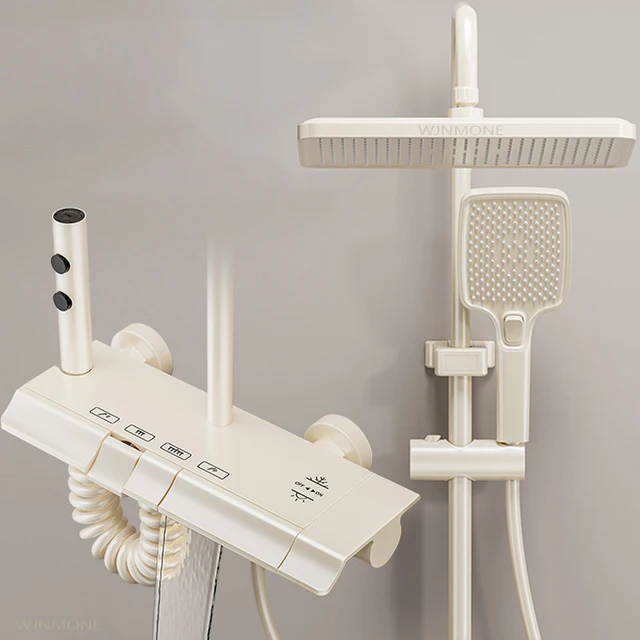 นมสีขาวน้ําตกระบบสําหรับห้องน้ําโมเดิร์นBath Crane Mixer Tapก๊อกน้ําอาบน้ําประหยัดน้ําฝนอ่างอาบน้ําชุดฝักบัว 1