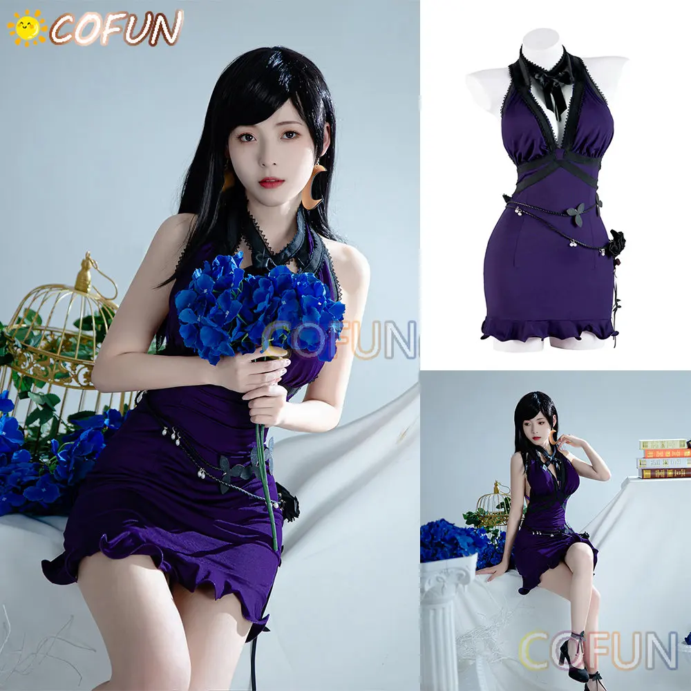 

Game FF7 Remake Tifa Cosplay Costume Women Dress Tifa Lockhart Blue Dress Sexy Party Costume Halloween