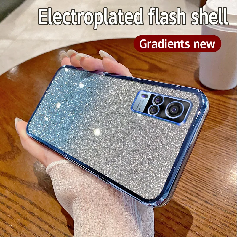 Shiny Glitter Plating Silicone Phone Case with Camera Lens Protection