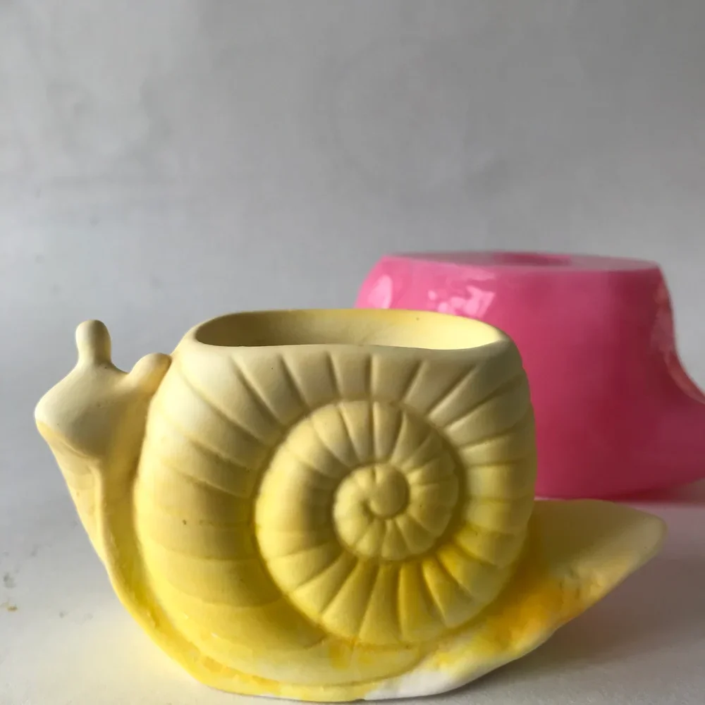 

3D Snail Vase Silicone Flower Pot Molds Handmade Plaster Cement Planter Making Candle Holder Mould