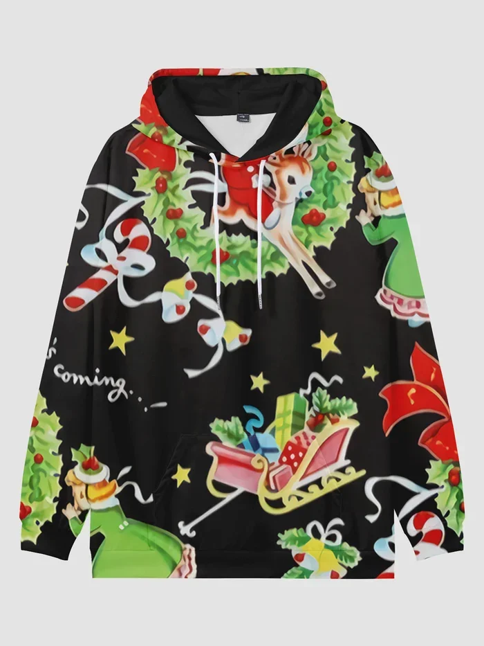 

Autumn and winter men's hooded sweatshirts Men's Plus Size Christmas Creative Pattern Hoodies