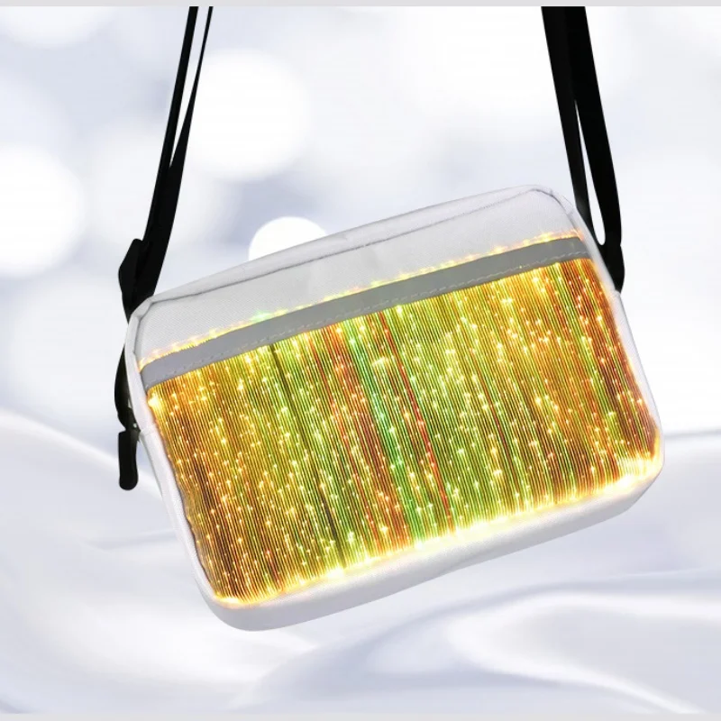 2024 Luminous LED Colorful Single-Shoulder Bags High Street Crossbody Bag Optical Fiber Fabric Fashion Square Bag 가방 сумка Bolso 4