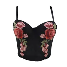 

2022 Spring Summer Sexy Fashion Corset Crop Flower Embroidery Tube Top Women's Stretchy Breathable Ladies Bustier Outer Wear